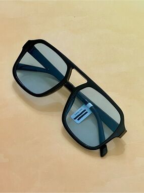 Free People Black Frame Blue Lenses Boho Aviator Sunglasses